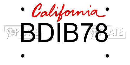 BDIB78 California License Plate