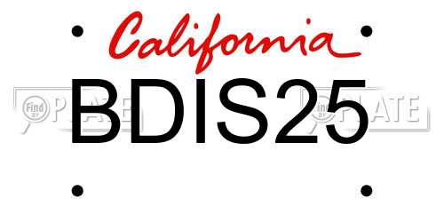 BDIS25 California License Plate