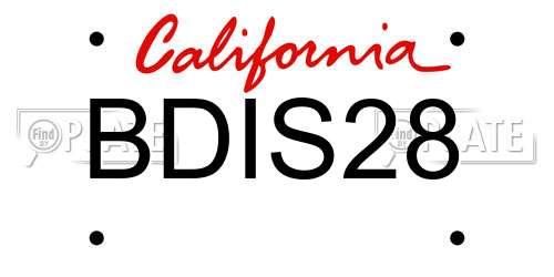 BDIS28 California License Plate