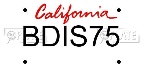BDIS75 California License Plate