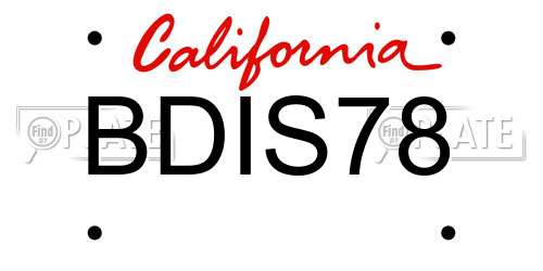 BDIS78 California License Plate