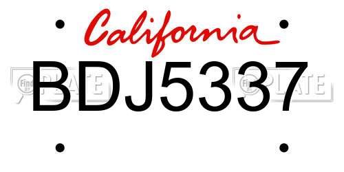 BDJ5337 California License Plate