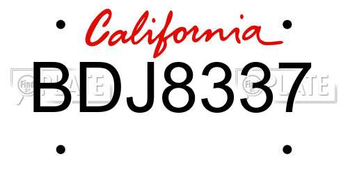BDJ8337 California License Plate
