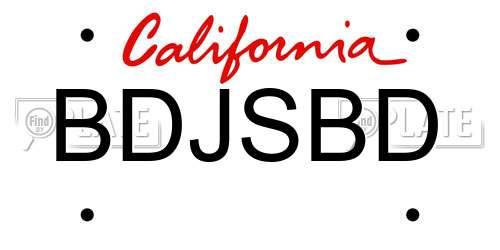 BDJSBD California License Plate