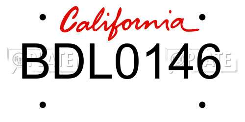 BDL0146 California License Plate