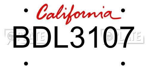 BDL3107 California License Plate