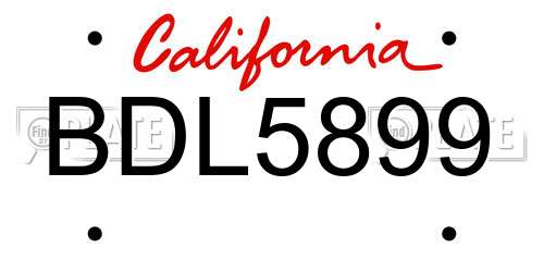 BDL5899 California License Plate
