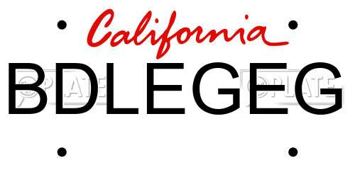 BDLEGEG California License Plate