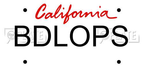 BDLOPS California License Plate