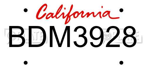 BDM3928 California License Plate