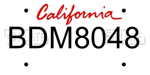 BDM8048 California License Plate