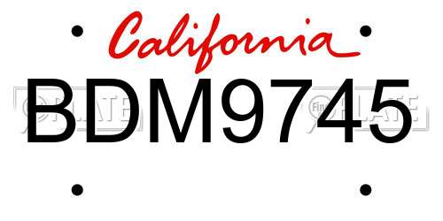 BDM9745 California License Plate