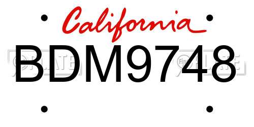BDM9748 California License Plate