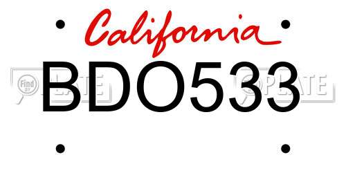 BDO533 California License Plate
