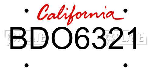 BDO6321 California License Plate