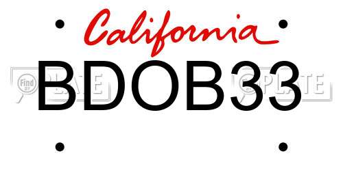 BDOB33 California License Plate