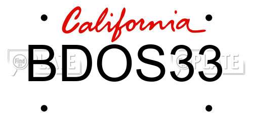 BDOS33 California License Plate