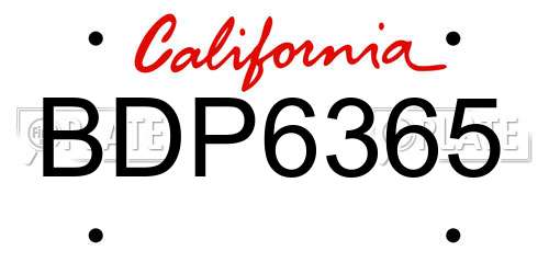 BDP6365 California License Plate