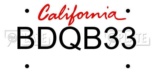 BDQB33 California License Plate