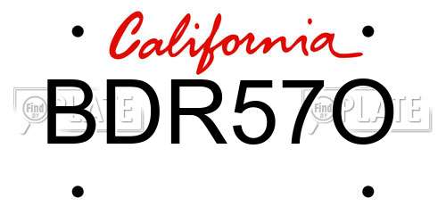 BDR57O California License Plate