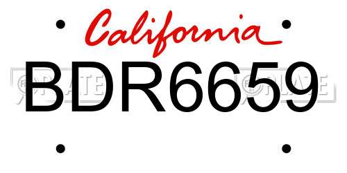 BDR6659 California License Plate