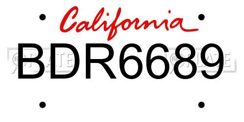 BDR6689 California License Plate