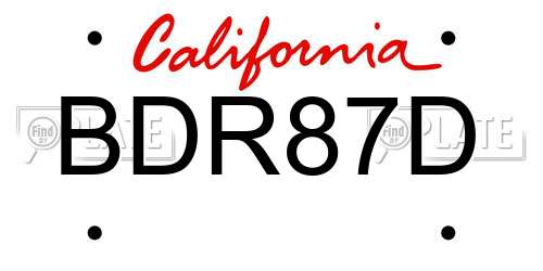BDR87D California License Plate