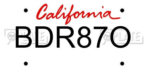 BDR87O California License Plate