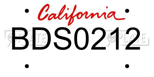 BDS0212 California License Plate