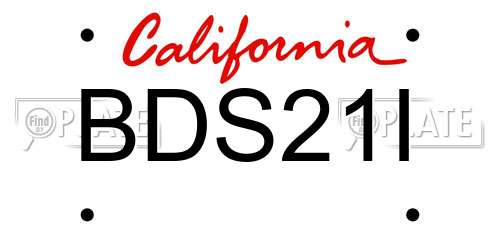 BDS21I California License Plate
