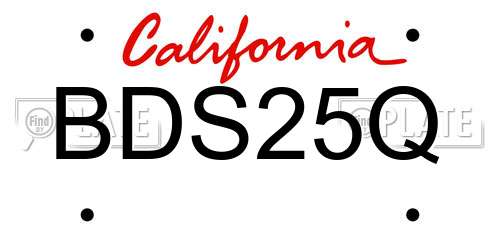 BDS25Q California License Plate
