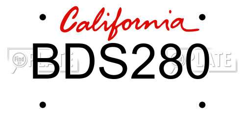 BDS280 California License Plate