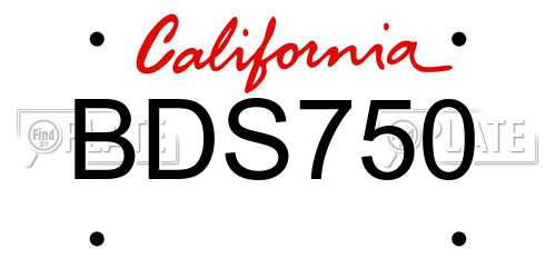 BDS750 California License Plate