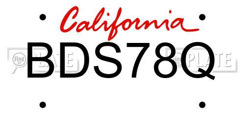 BDS78Q California License Plate