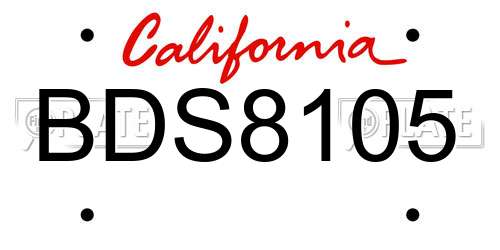 BDS8105 California License Plate