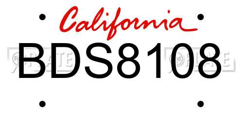 BDS8108 California License Plate