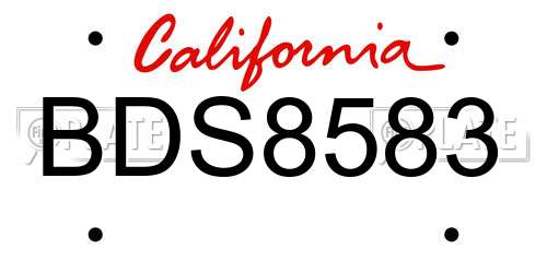 BDS8583 California License Plate