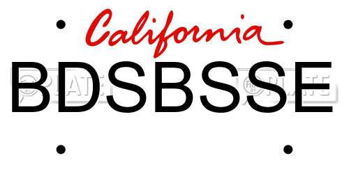 BDSBSSE California License Plate