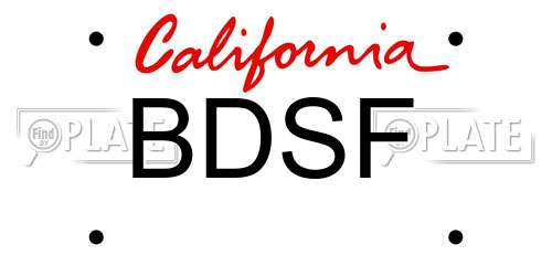 BDSF California License Plate