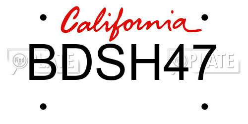 BDSH47 California License Plate