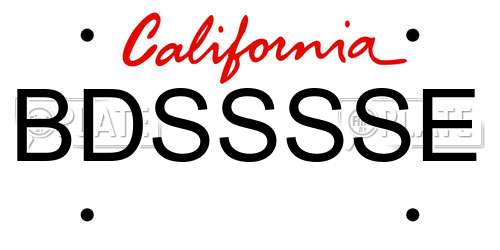 BDSSSSE California License Plate