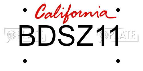 BDSZ11 California License Plate