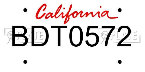 BDT0572 California License Plate