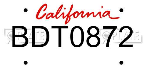 BDT0872 California License Plate