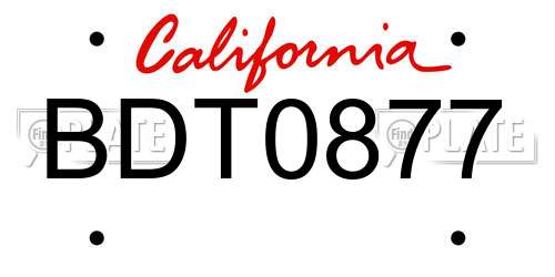 BDT0877 California License Plate