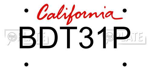BDT31P California License Plate