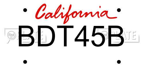 BDT45B California License Plate