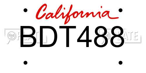 BDT488 California License Plate