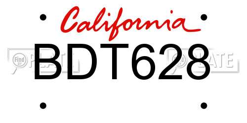 BDT628 California License Plate