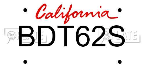 BDT62S California License Plate